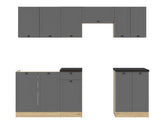Junona Line kjøkkensett - Grafitt/Eik - 240 cm
